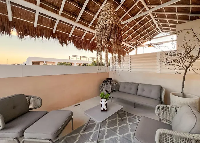 Stylish Mexican Interior Ph- Private Rooftop -gated Community Apartment Tulum