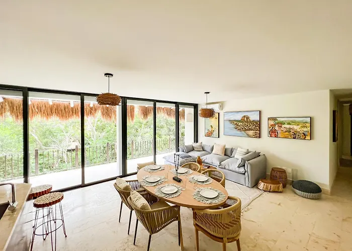Stylish Mexican Interior Ph- Private Rooftop -gated Community Apartment Tulum