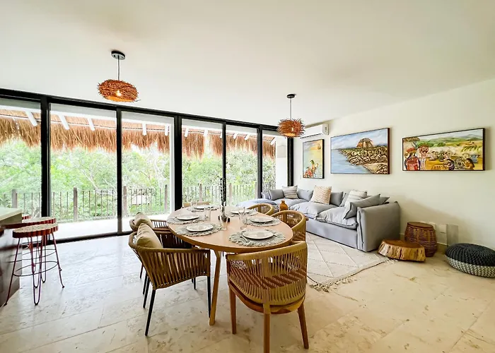Stylish Mexican Interior Ph- Private Rooftop -gated Community Apartment Tulum